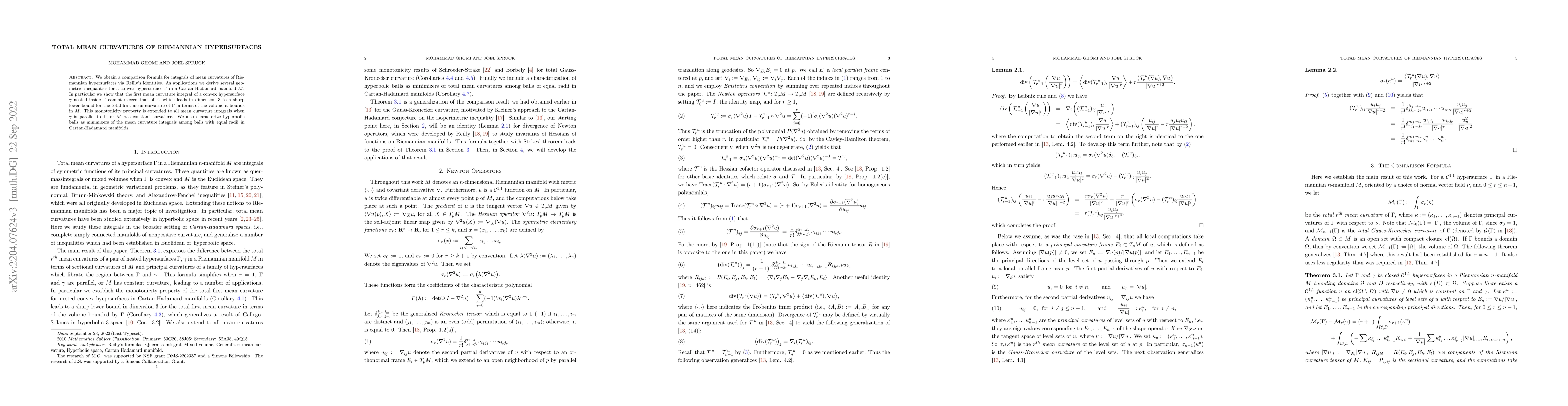 Thumbnail for Total mean curvatures of Riemannian hypersurfaces