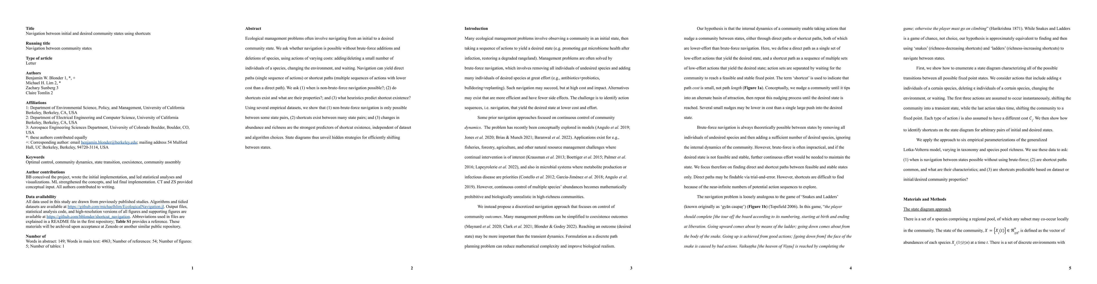 Thumbnail for Navigation between initial and desired community states using shortcuts