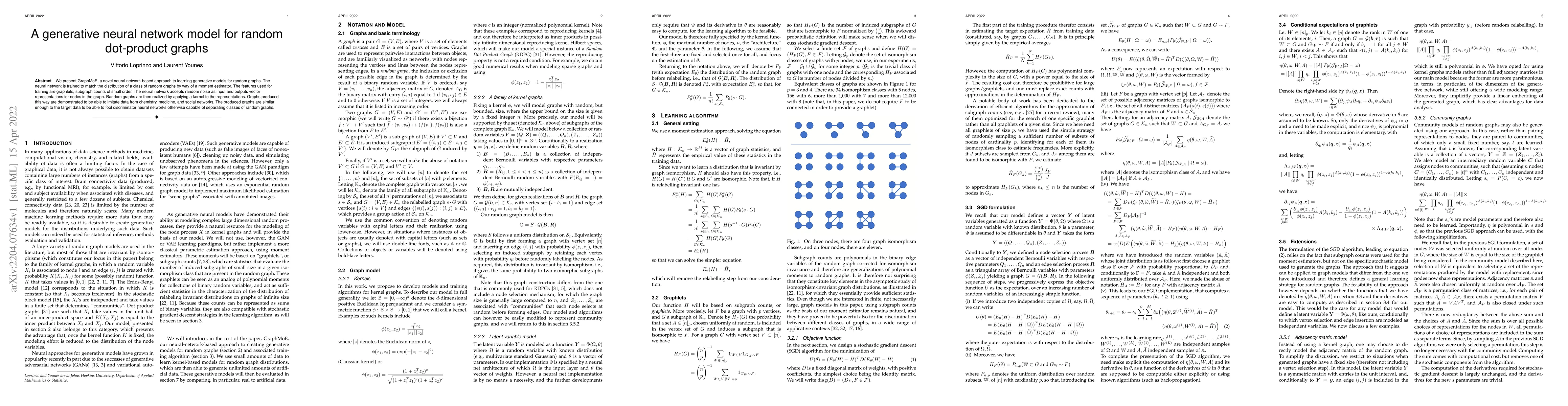 Thumbnail for A generative neural network model for random dot product graphs