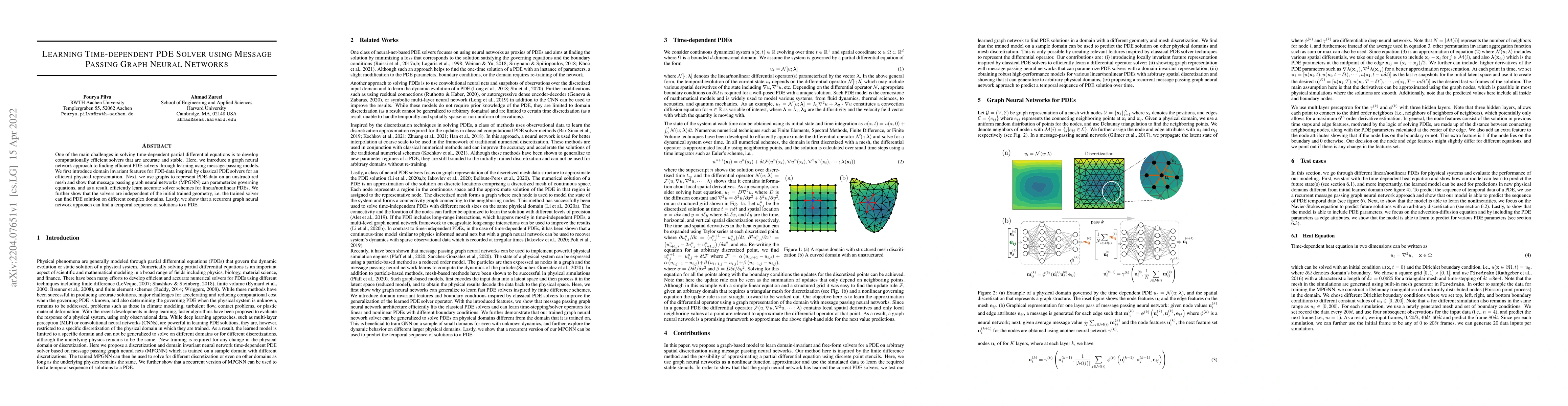 Thumbnail for Learning time-dependent PDE solver using Message Passing Graph Neural
  Networks