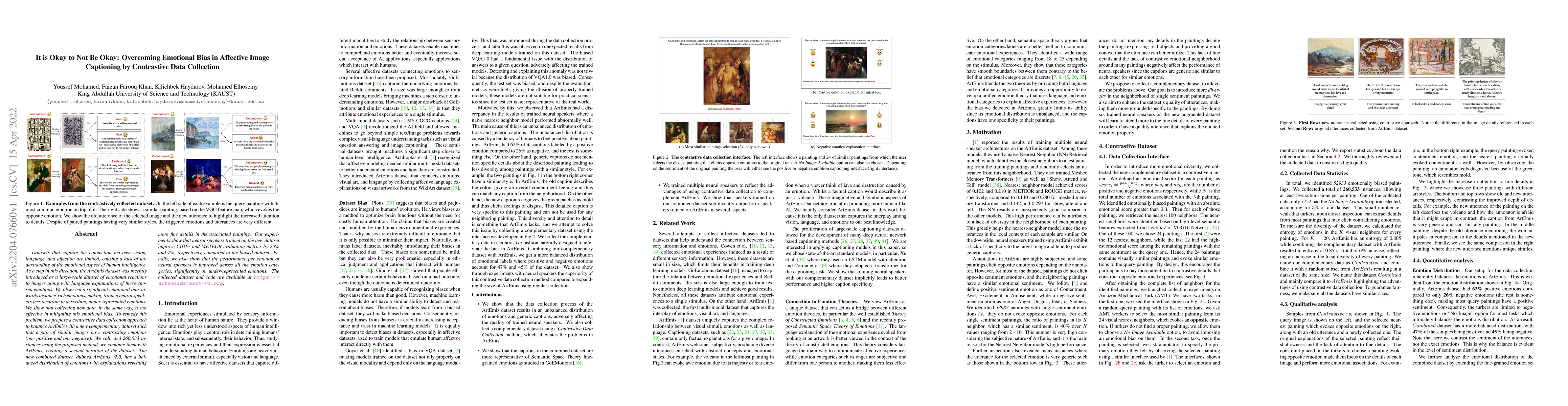 Thumbnail for It is Okay to Not Be Okay: Overcoming Emotional Bias in Affective Image
  Captioning by Contrastive Data Collection