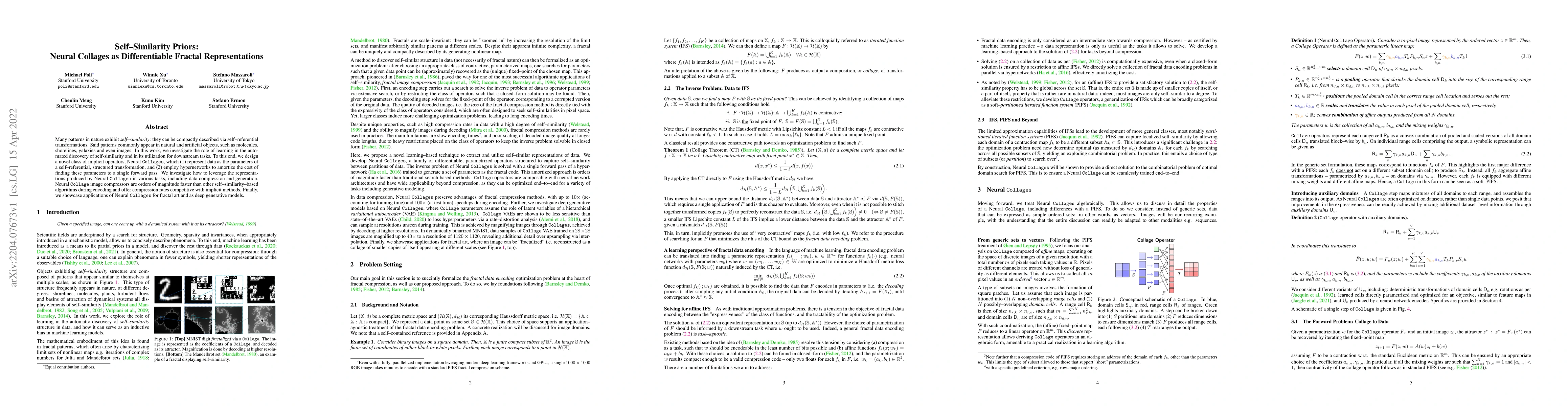 Thumbnail for Self-Similarity Priors: Neural Collages as Differentiable Fractal
  Representations