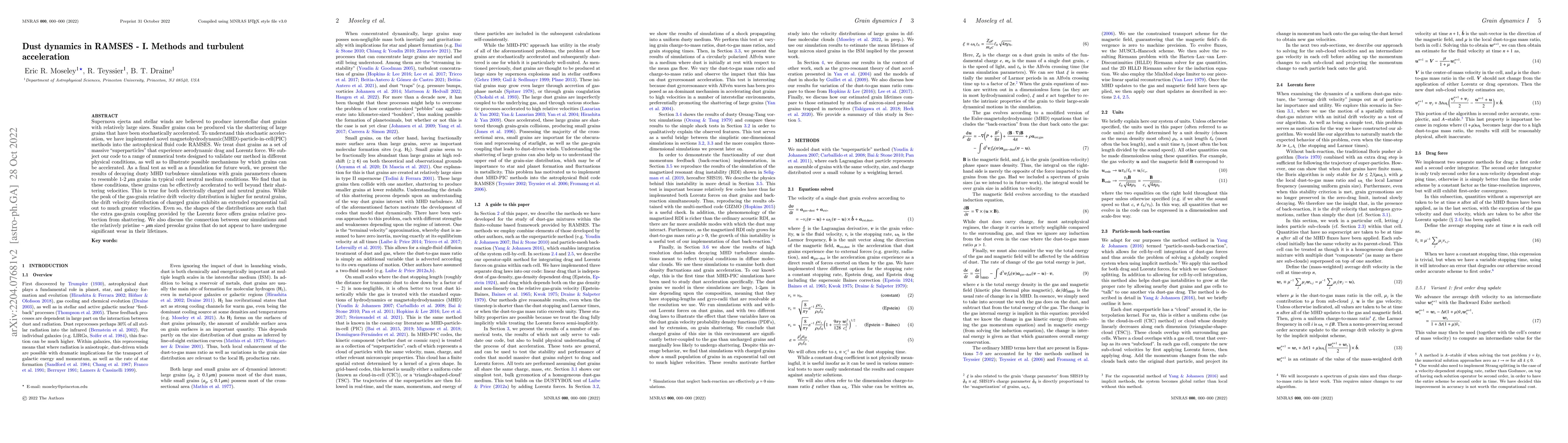 Thumbnail for Dust dynamics in RAMSES -- I. Methods and turbulent acceleration