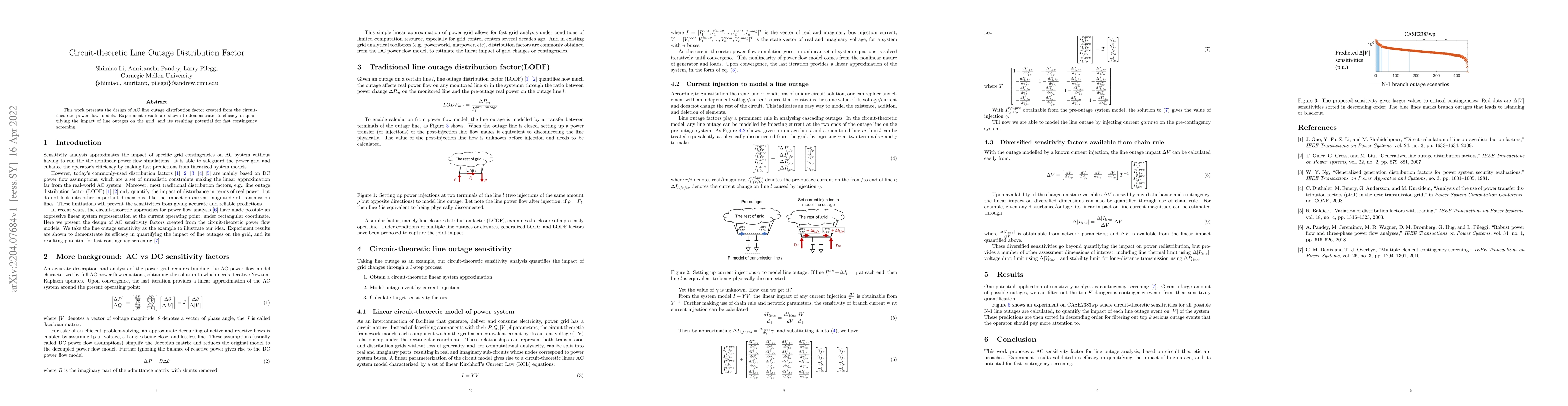 Thumbnail for Circuit-theoretic Line Outage Distribution Factor