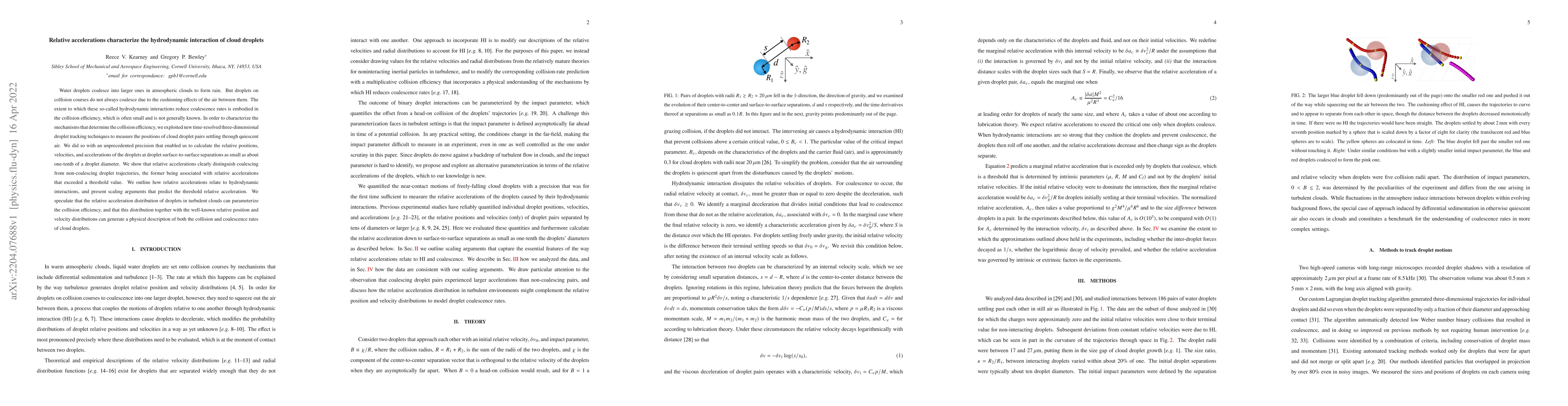 Thumbnail for Relative accelerations characterize the hydrodynamic interaction of
  cloud droplets