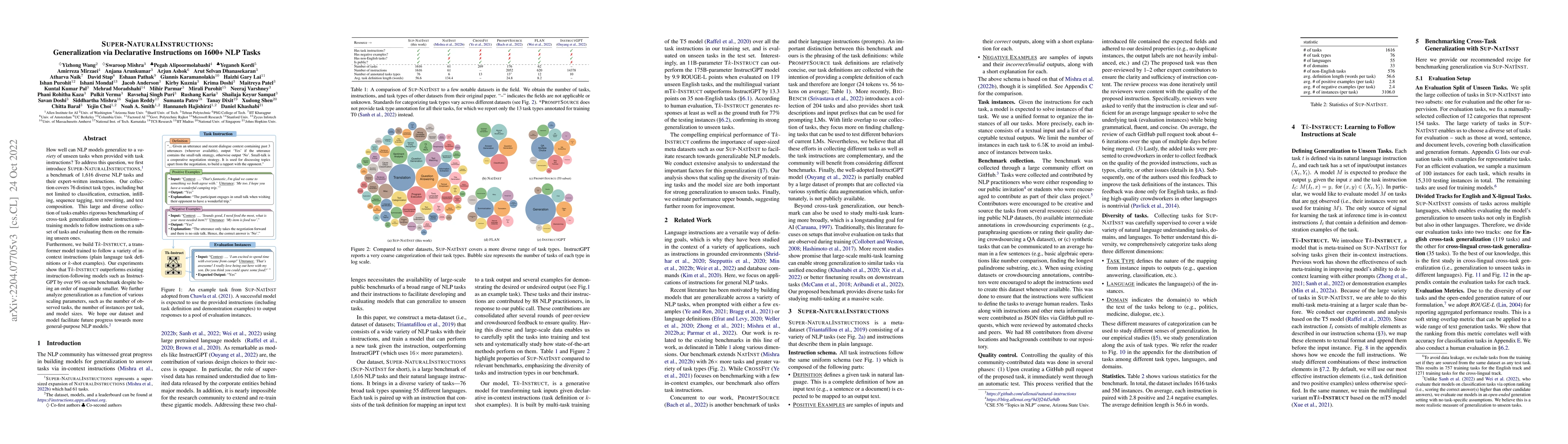 Thumbnail for Super-NaturalInstructions: Generalization via Declarative Instructions
  on 1600+ NLP Tasks