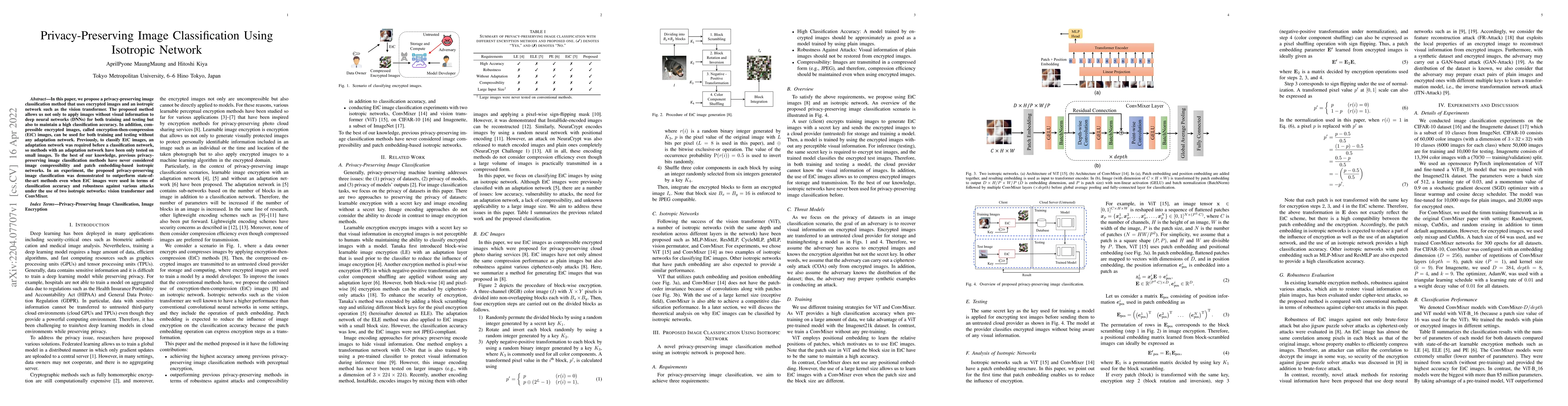 Thumbnail for Privacy-Preserving Image Classification Using Isotropic Network