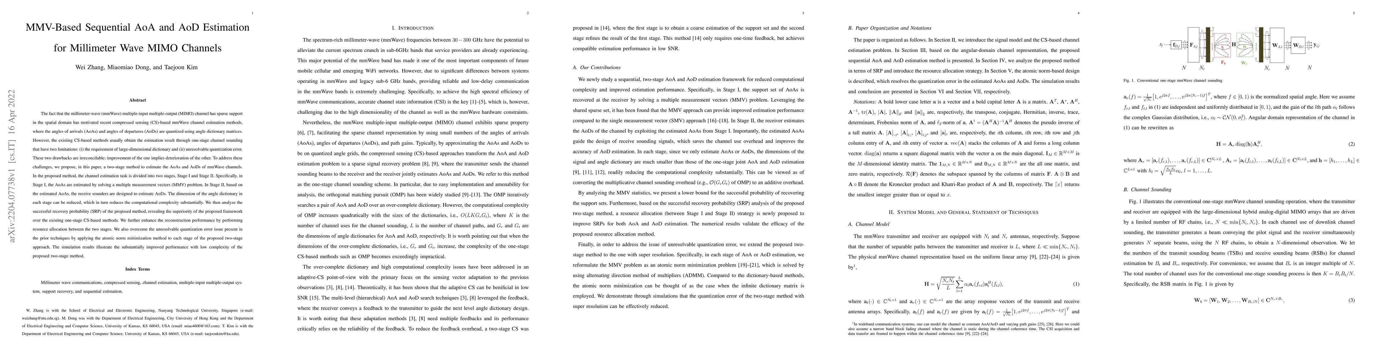 Thumbnail for MMV-Based Sequential AoA and AoD Estimation for Millimeter Wave MIMO
  Channels