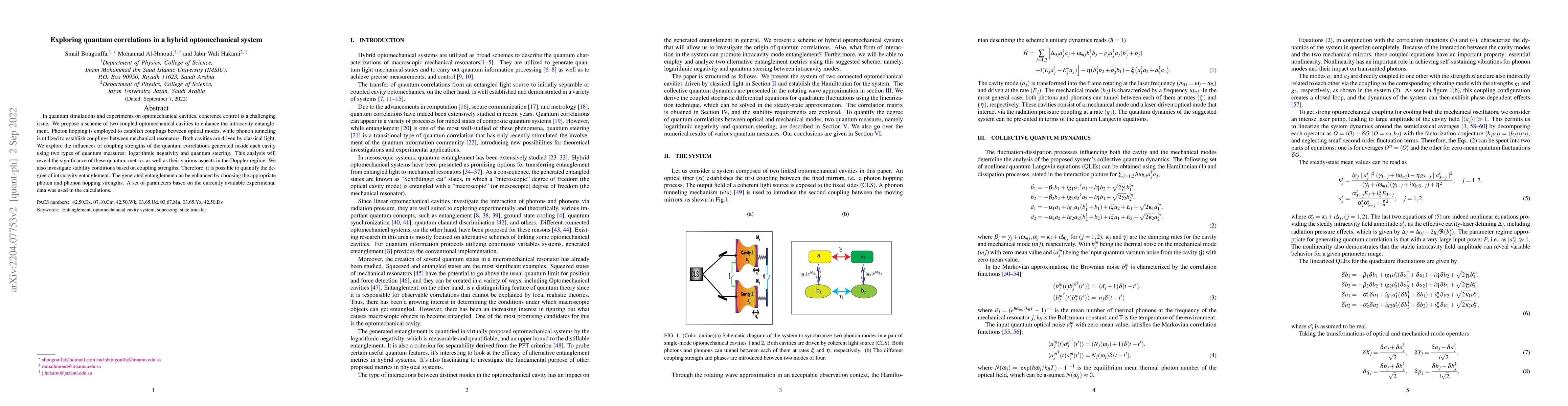 Thumbnail for Exploring quantum correlations in a hybrid optomechanical system