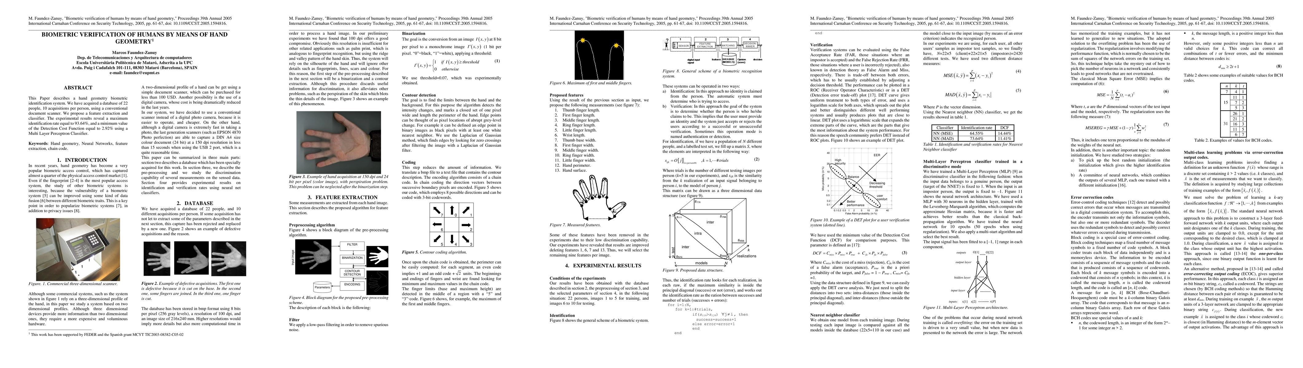 Thumbnail for Biometric verification of humans by means of hand geometry