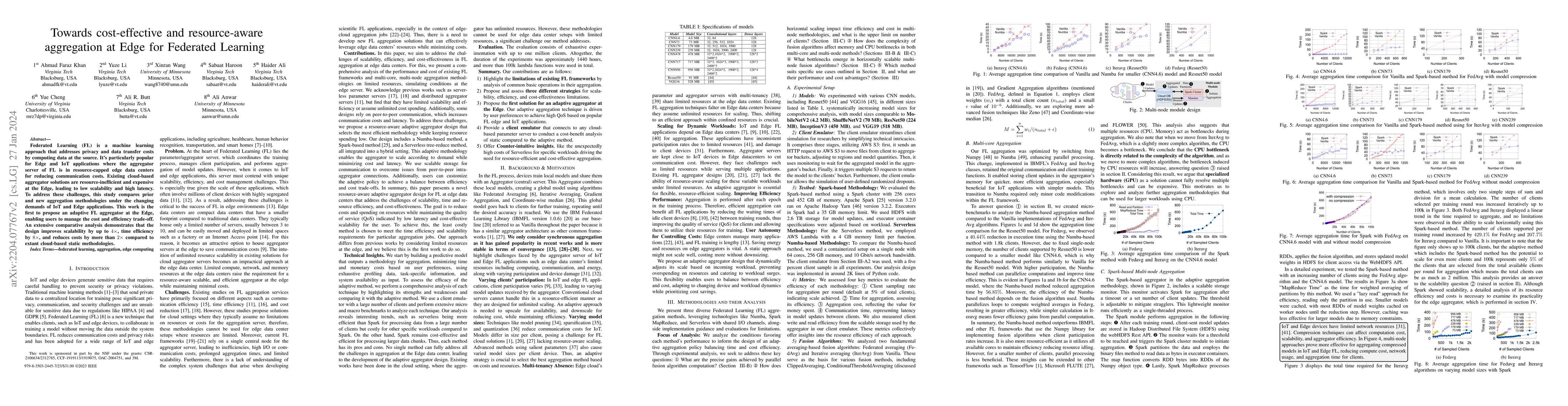 Thumbnail for Towards cost-effective and resource-aware aggregation at Edge for
  Federated Learning