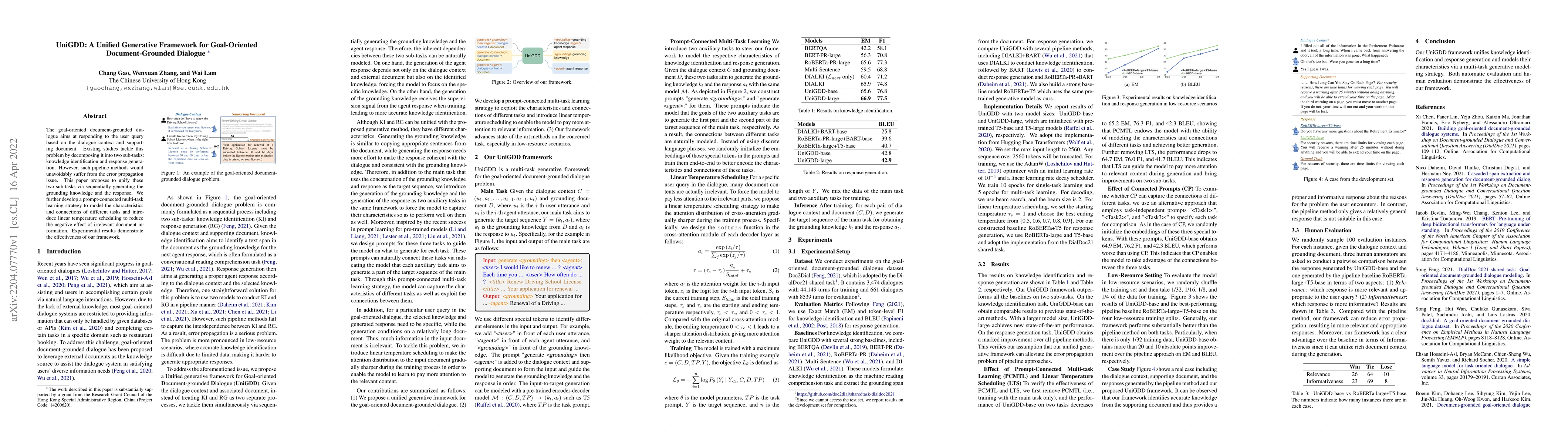 Thumbnail for UniGDD: A Unified Generative Framework for Goal-Oriented
  Document-Grounded Dialogue