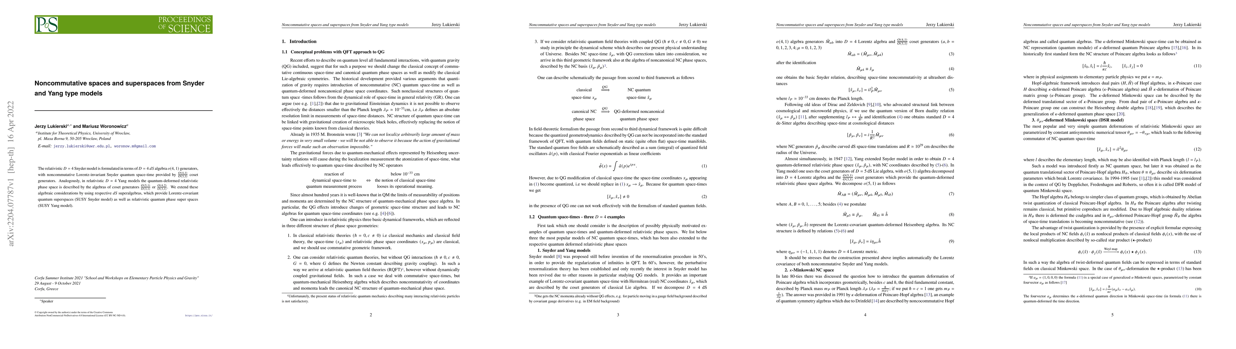 Thumbnail for Noncommutative spaces and superspaces from Snyder and Yang type models