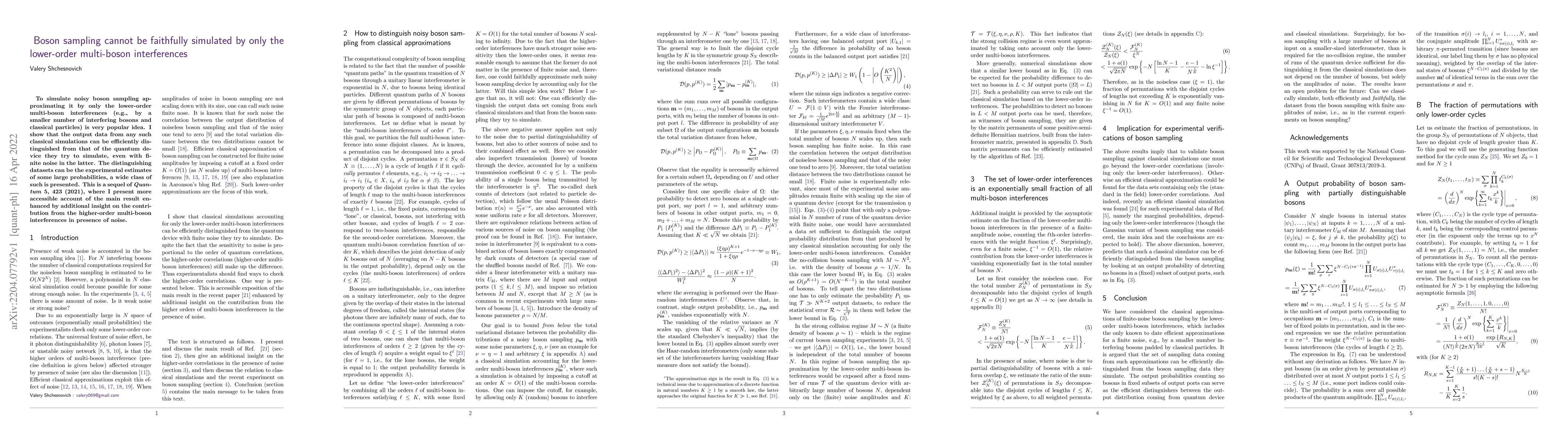 Thumbnail for Boson sampling cannot be faithfully simulated by only the lower-order
  multi-boson interferences