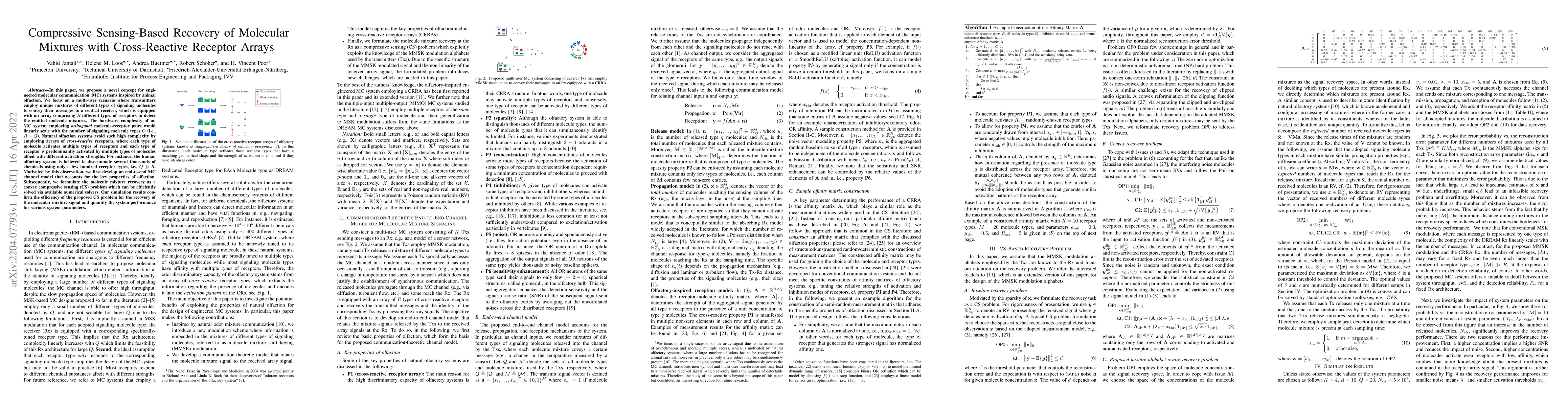 Thumbnail for Compressive Sensing-Based Recovery of Molecular Mixtures with
  Cross-Reactive Receptor Arrays