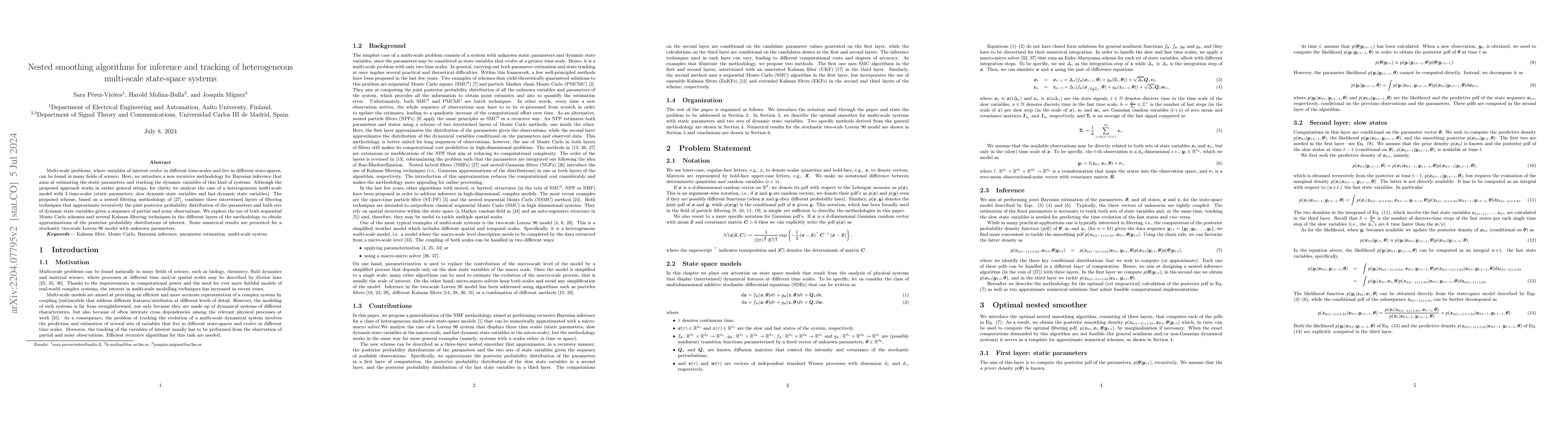 Thumbnail for Nested smoothing algorithms for inference and tracking of heterogeneous
  multi-scale state-space systems