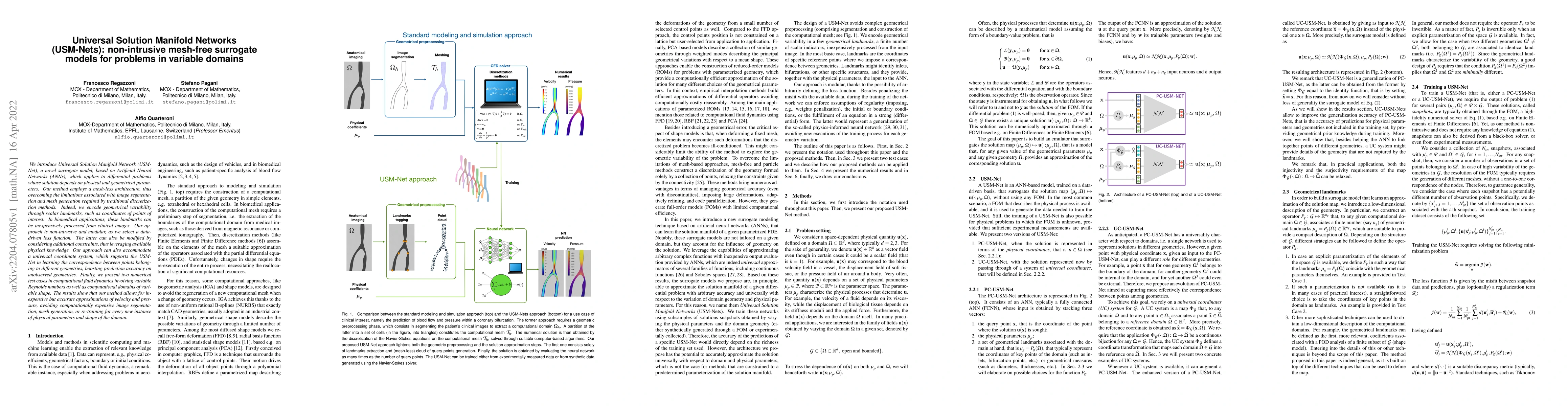 Thumbnail for Universal Solution Manifold Networks (USM-Nets): non-intrusive mesh-free
  surrogate models for problems in variable domains