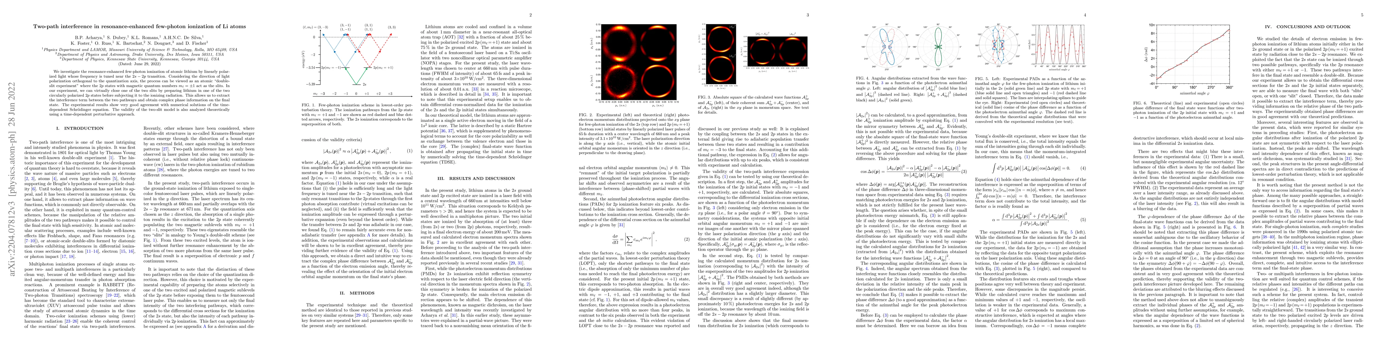Thumbnail for Two-path interference in the resonance-enhanced few-photon ionization of
  atoms