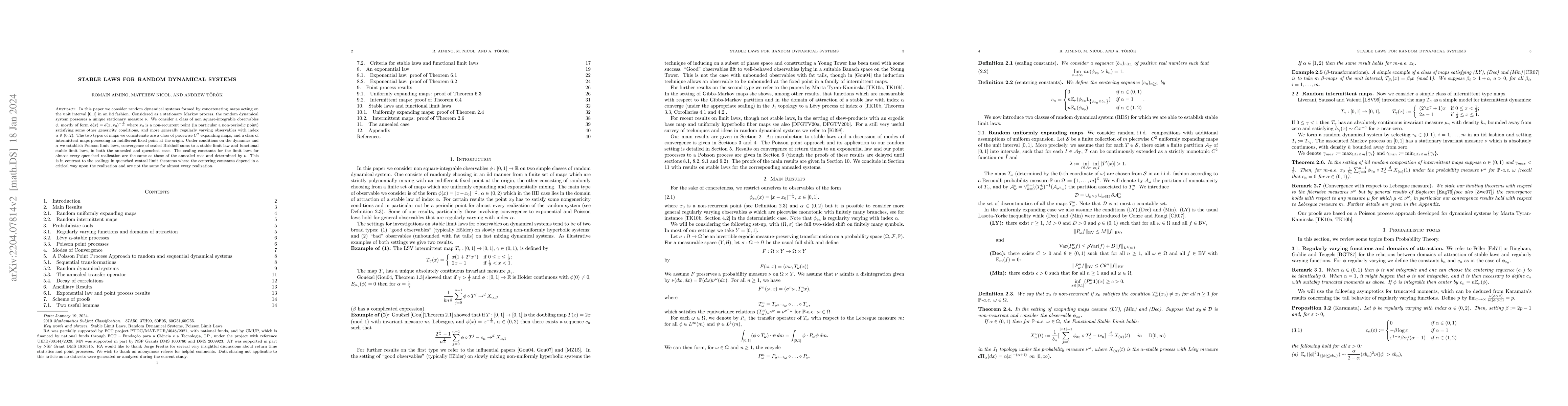 Thumbnail for Stable laws for random dynamical systems