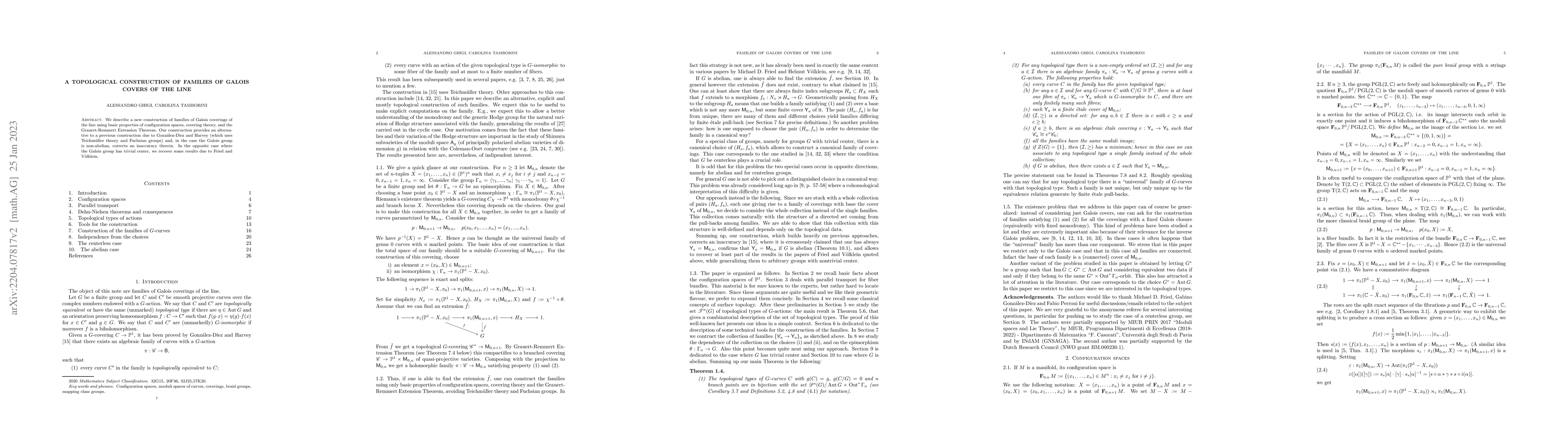 Thumbnail for A topological construction of families of Galois covers of the line