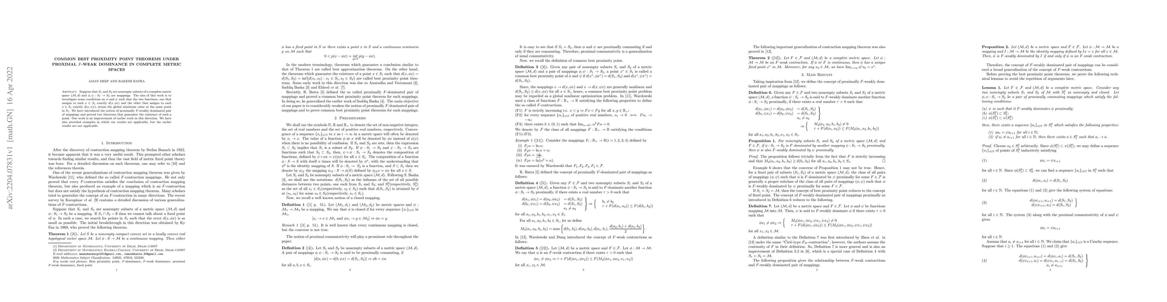 Thumbnail for Common best proximity point theorems under proximal $F$-weak dominance
  in complete metric spaces
