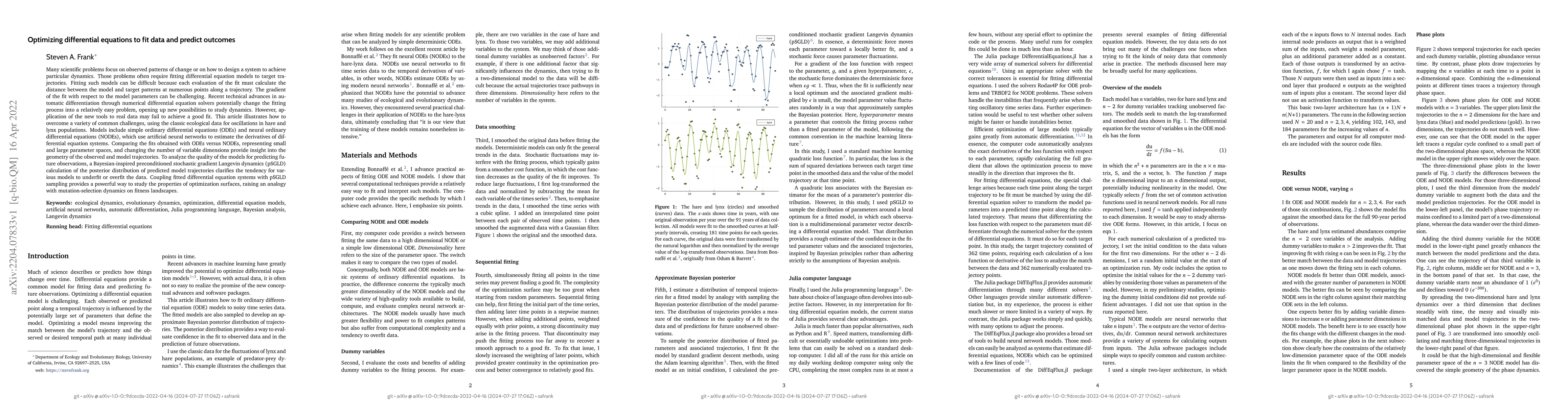 Thumbnail for Optimizing differential equations to fit data and predict outcomes