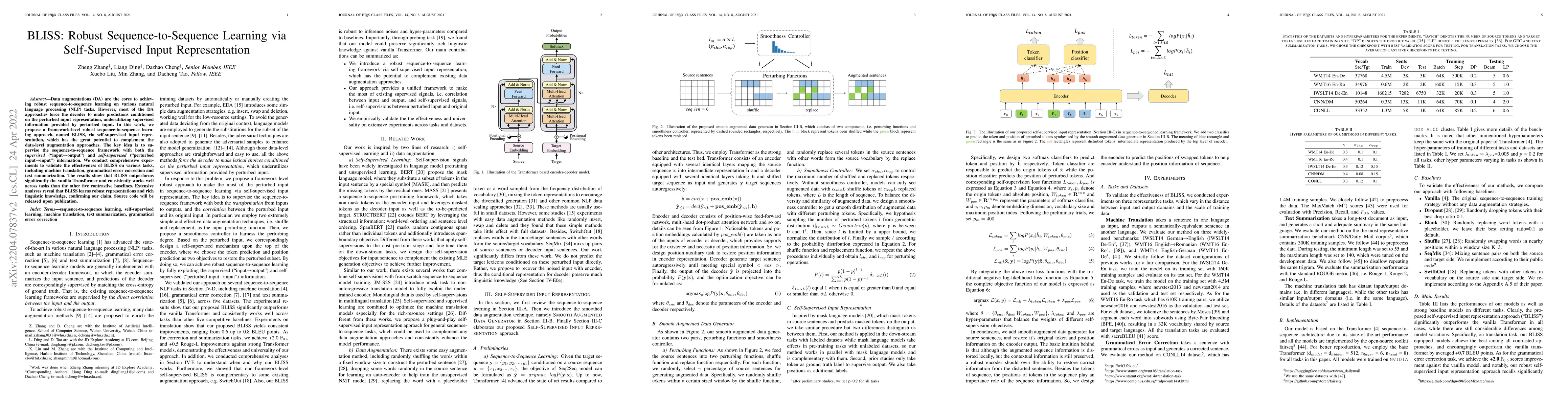 Thumbnail for BLISS: Robust Sequence-to-Sequence Learning via Self-Supervised Input
  Representation