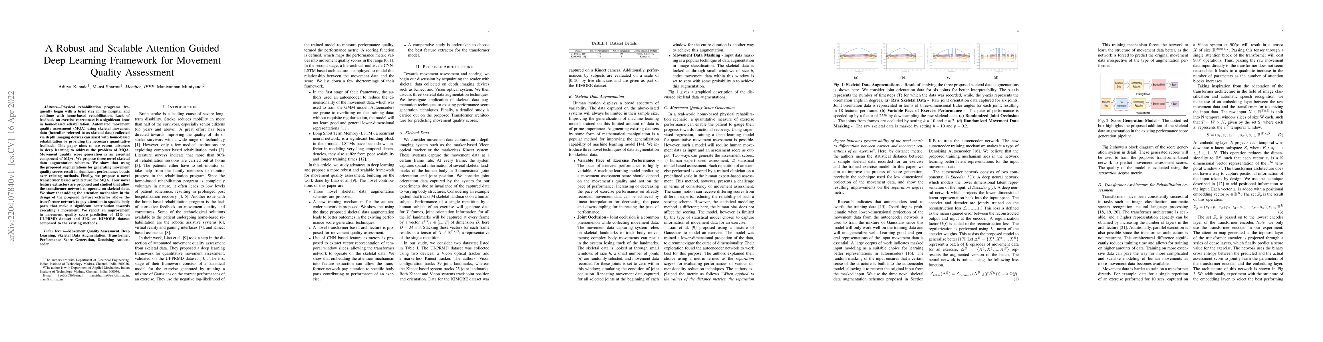 Thumbnail for A Robust and Scalable Attention Guided Deep Learning Framework for
  Movement Quality Assessment