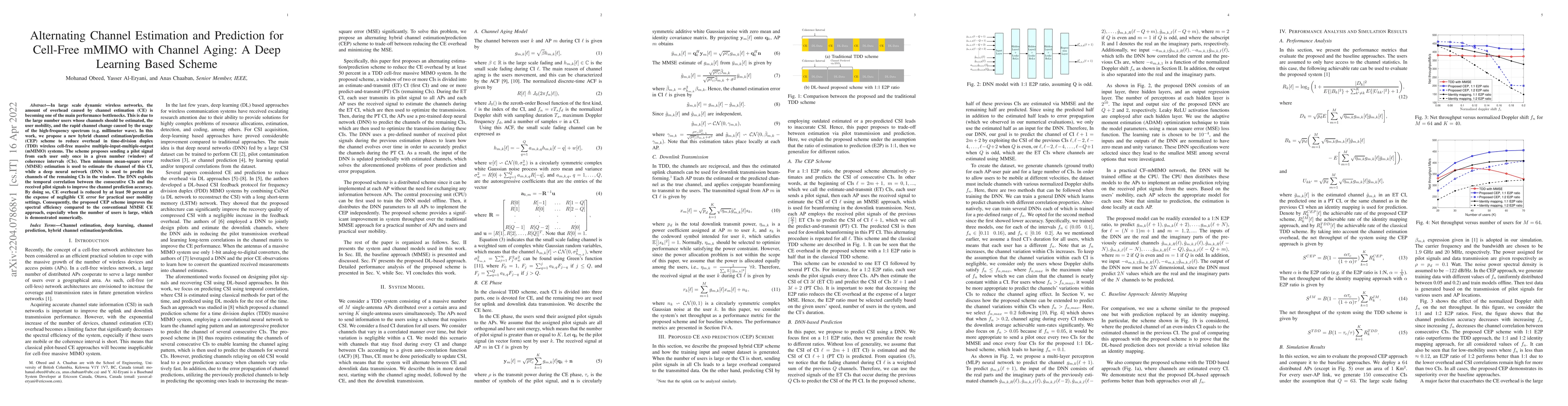 Thumbnail for Alternating Channel Estimation and Prediction for Cell-Free mMIMO with
  Channel Aging: A Deep Learning Based Scheme