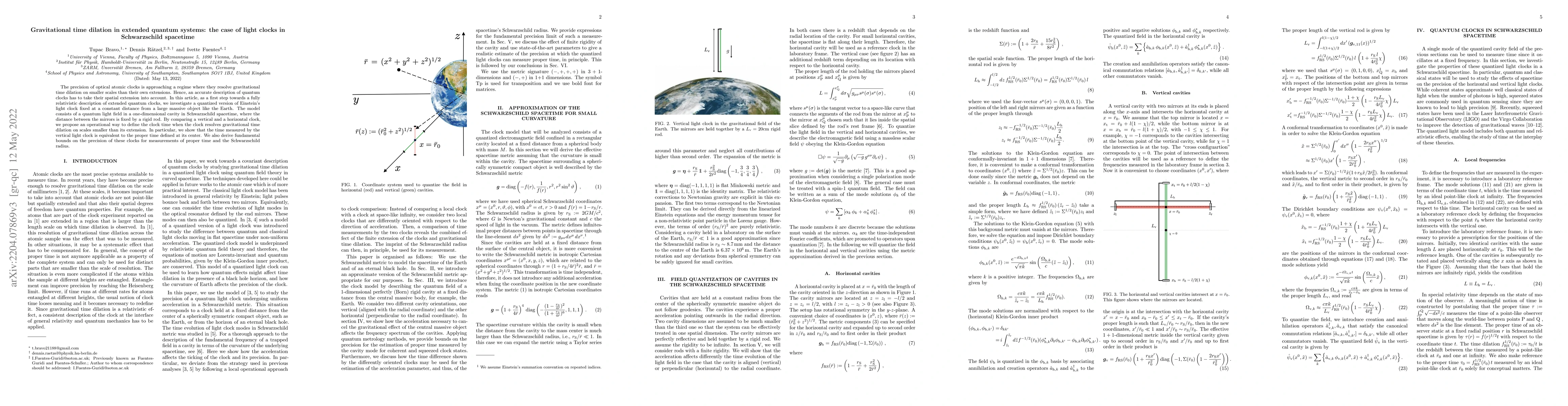Thumbnail for Gravitational time dilation in extended quantum systems: the case of
  light clocks in Schwarzschild spacetime
