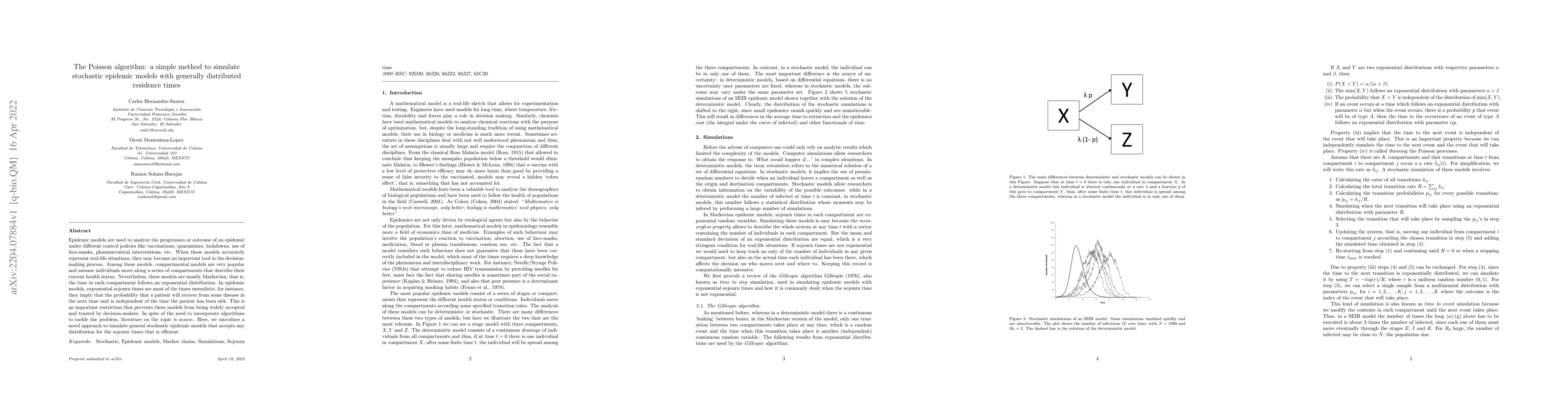 Thumbnail for The Poisson algorithm: a simple method to simulate stochastic epidemic
  models with generally distributed residence times