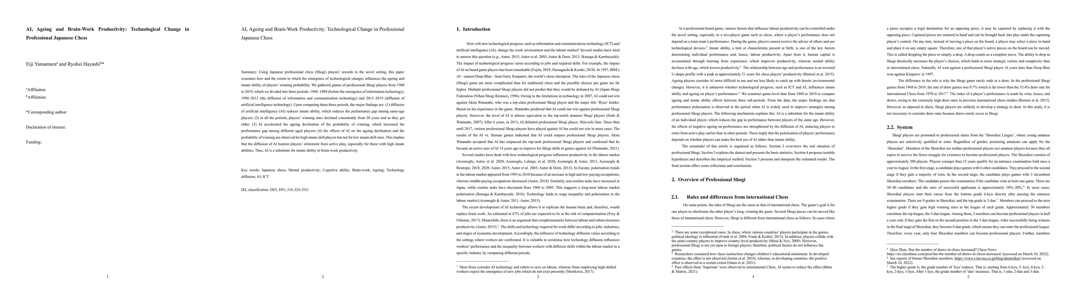 Thumbnail for AI, Ageing and Brain-Work Productivity: Technological Change in
  Professional Japanese Chess