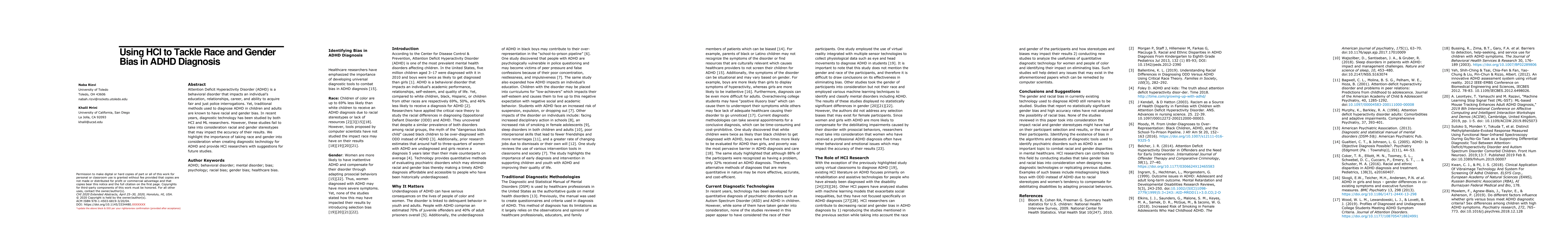 Thumbnail for Using HCI to Tackle Race and Gender Bias in ADHD Diagnosis