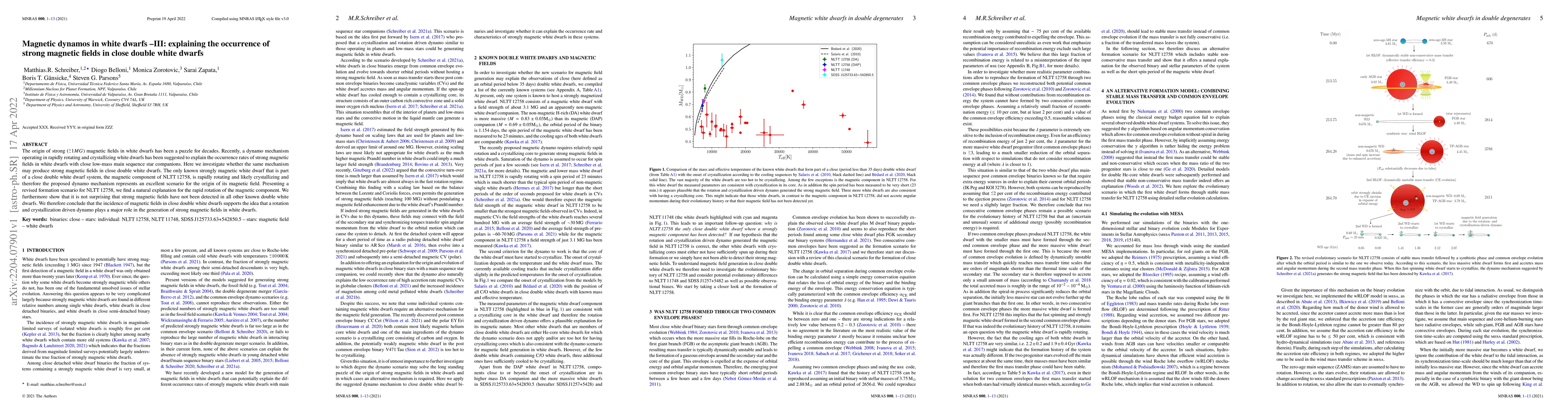 Thumbnail for Magnetic dynamos in white dwarfs -III: explaining the occurrence of
  strong magnetic fields in close double white dwarfs