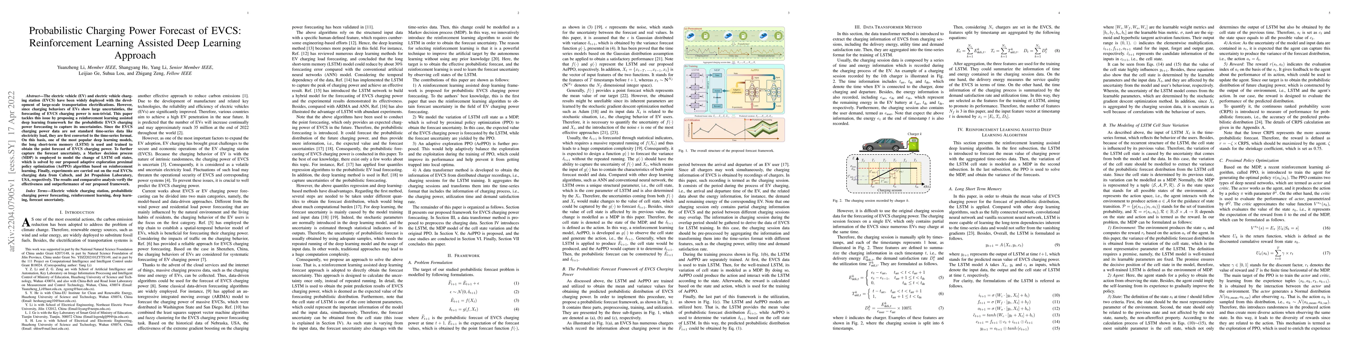 Thumbnail for Probabilistic Charging Power Forecast of EVCS: Reinforcement Learning
  Assisted Deep Learning Approach