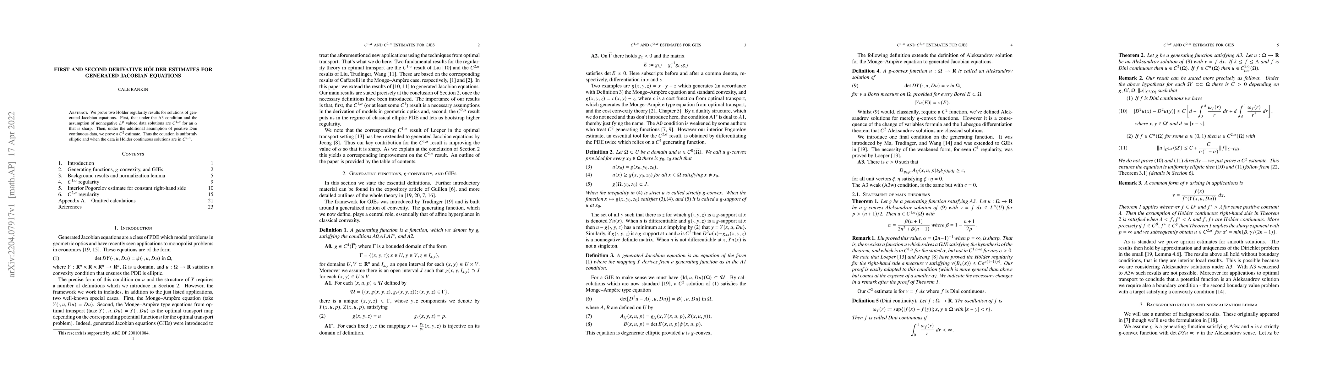 Thumbnail for First and second derivative H\"older estimates for generated Jacobian
  equations