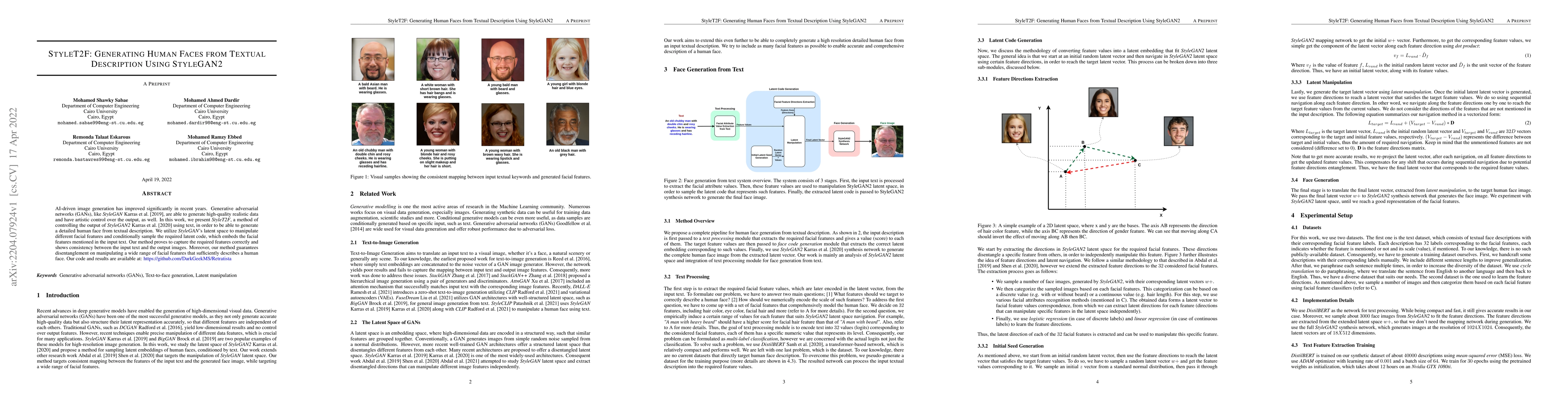 Thumbnail for StyleT2F: Generating Human Faces from Textual Description Using
  StyleGAN2