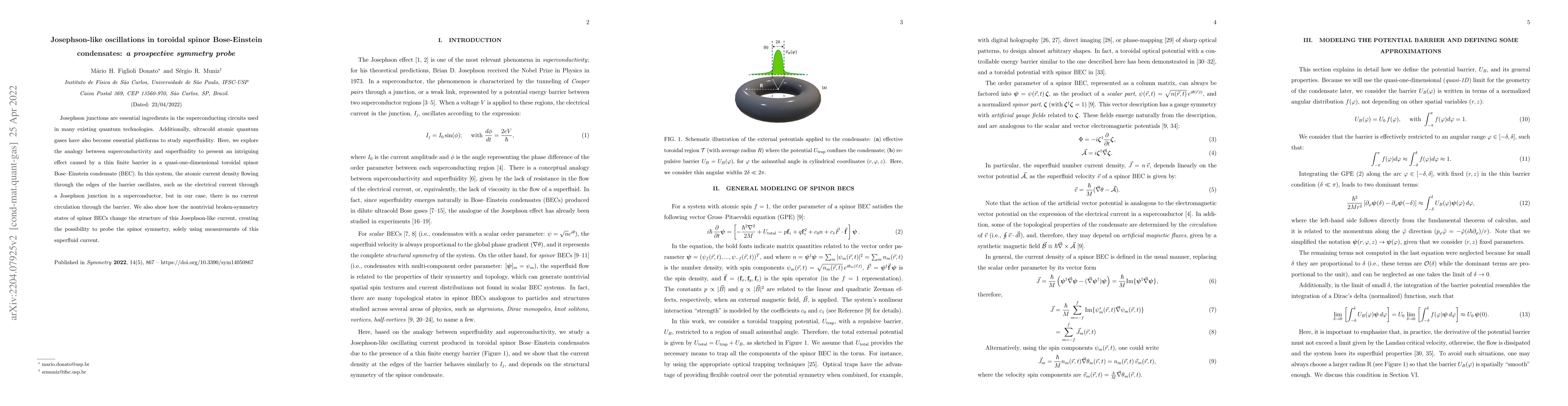 Thumbnail for Josephson-like oscillations in toroidal spinor Bose-Einstein
  condensates: a prospective symmetry probe