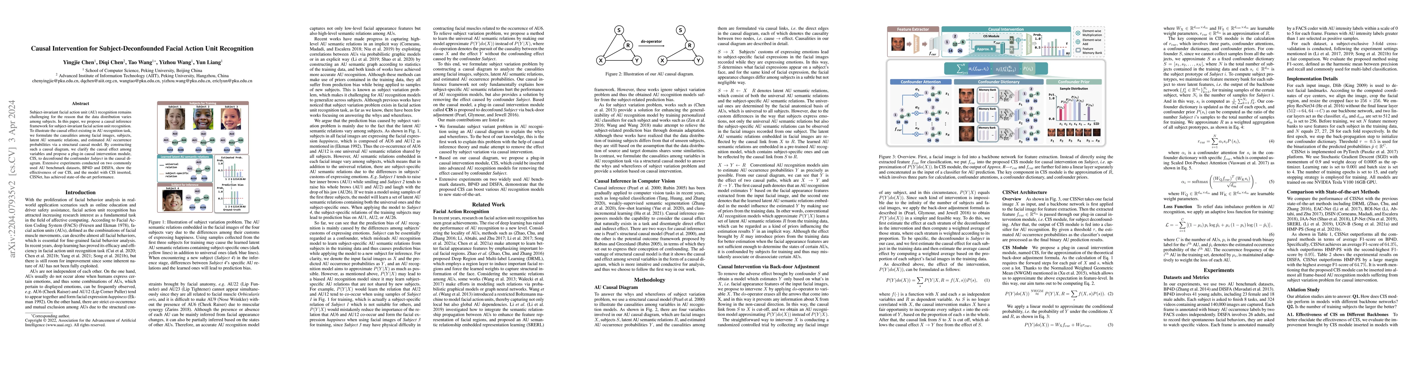 Thumbnail for Causal Intervention for Subject-Deconfounded Facial Action Unit
  Recognition