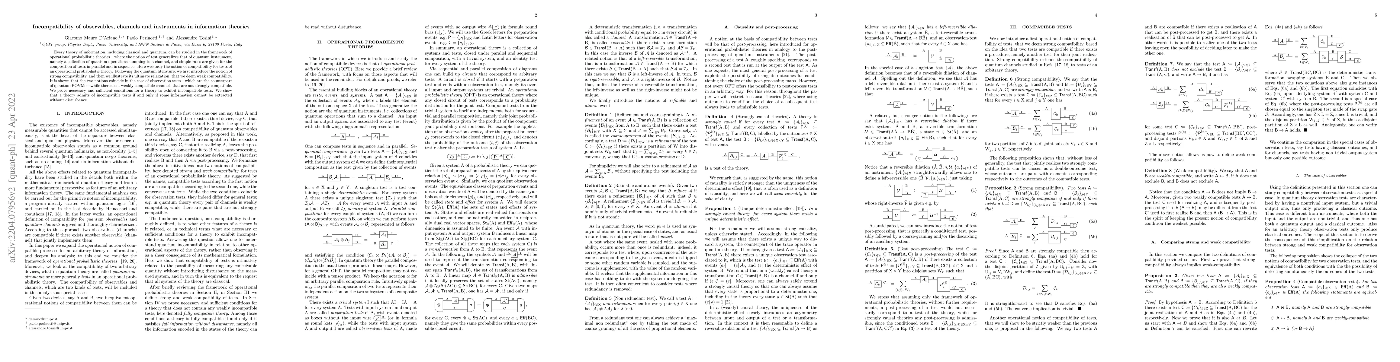 Thumbnail for Incompatibility of observables, channels and instruments in information
  theories
