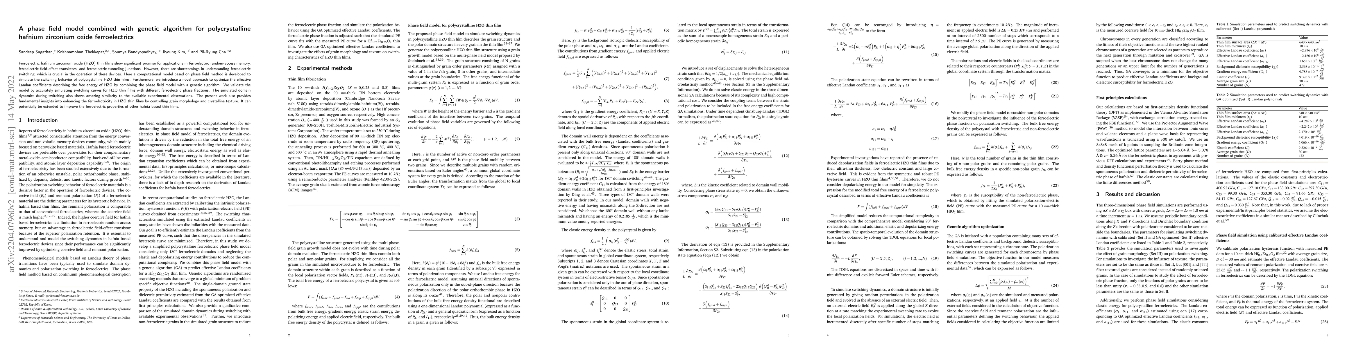 Thumbnail for A phase field model combined with genetic algorithm for polycrystalline
  hafnium zirconium oxide ferroelectrics