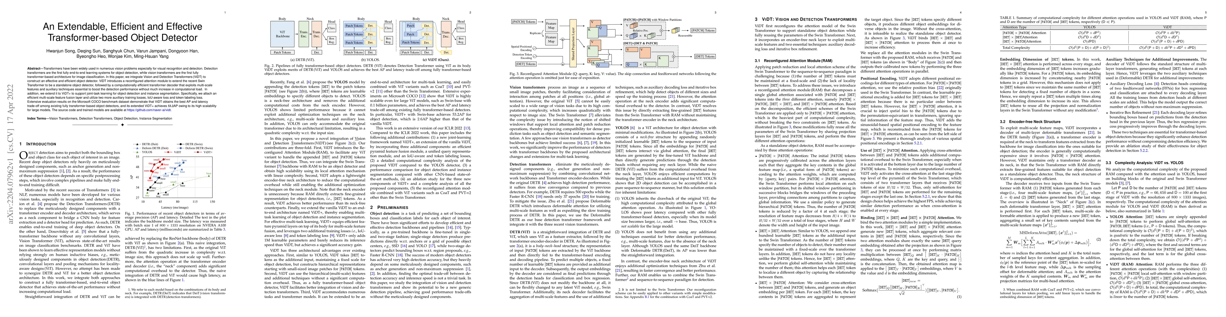 Thumbnail for An Extendable, Efficient and Effective Transformer-based Object Detector