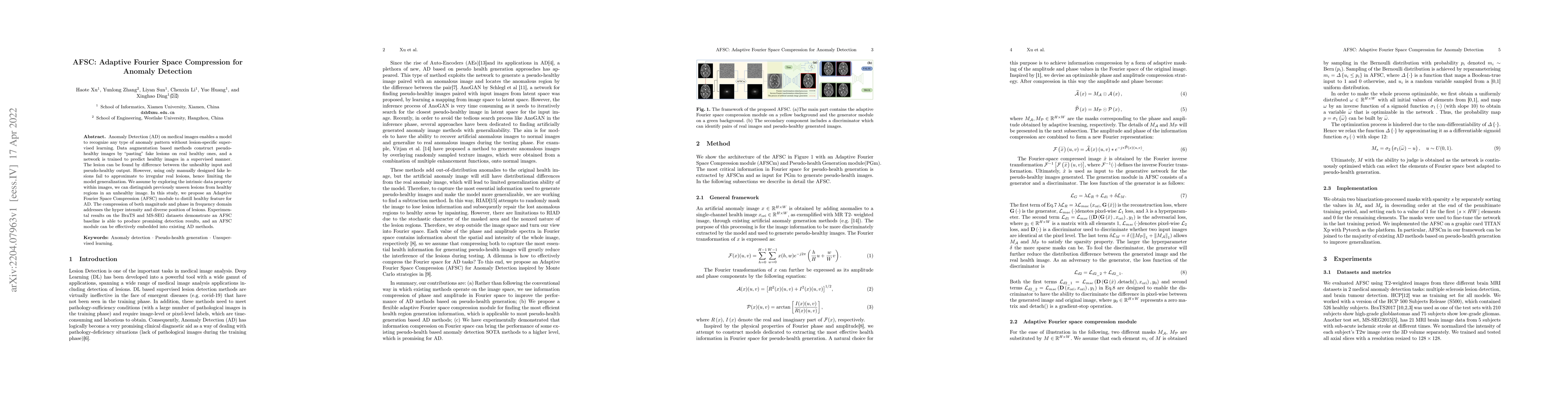 Thumbnail for AFSC: Adaptive Fourier Space Compression for Anomaly Detection