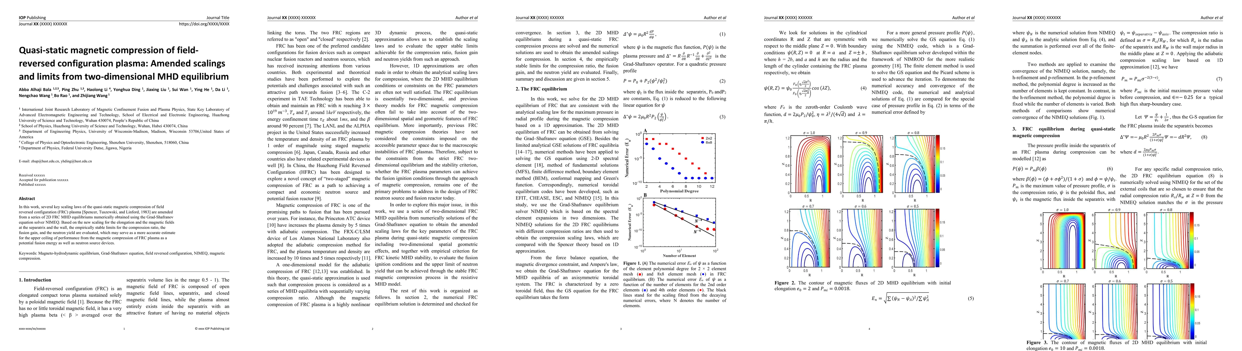 Thumbnail for Quasi-static magnetic compression of field-reversed configuration
  plasma: Amended scalings and limits from two-dimensional MHD equilibrium