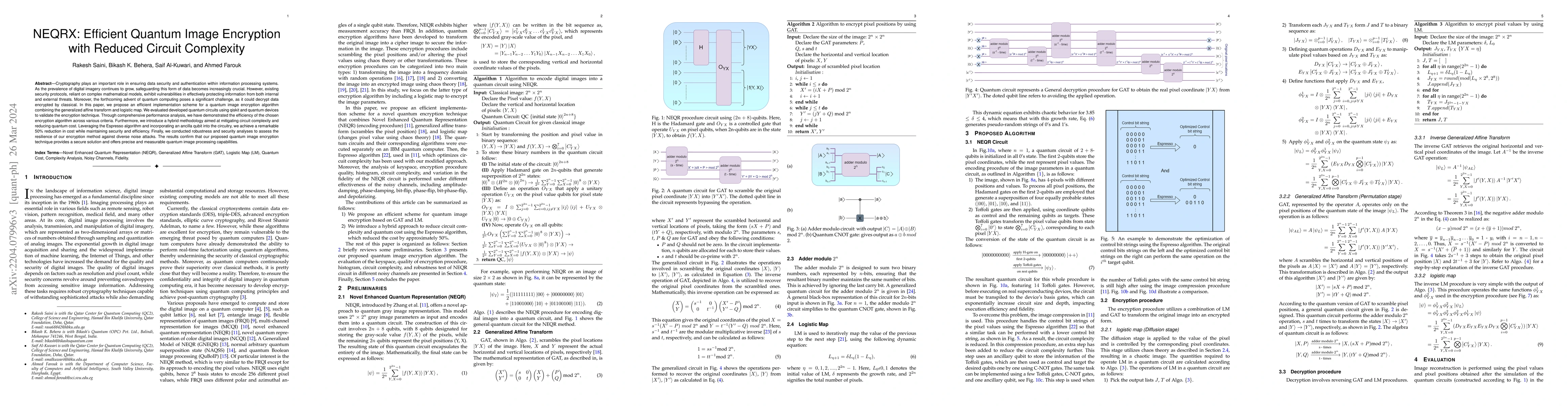 Thumbnail for NEQRX: Efficient Quantum Image Encryption with Reduced Circuit
  Complexity