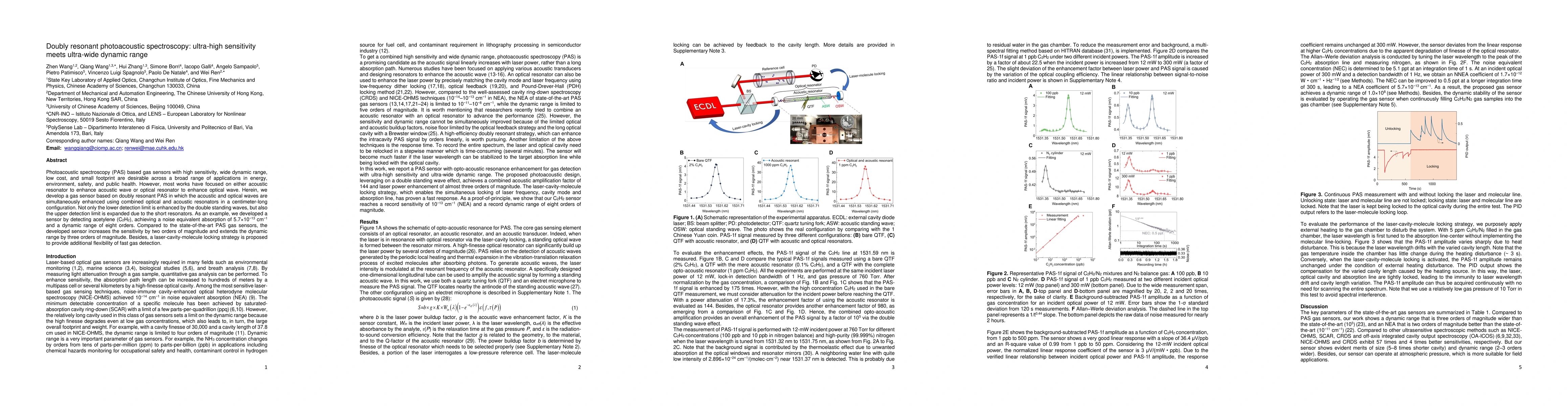 Thumbnail for Doubly resonant photoacoustic spectroscopy: ultra-high sensitivity meets
  ultra-wide dynamic range