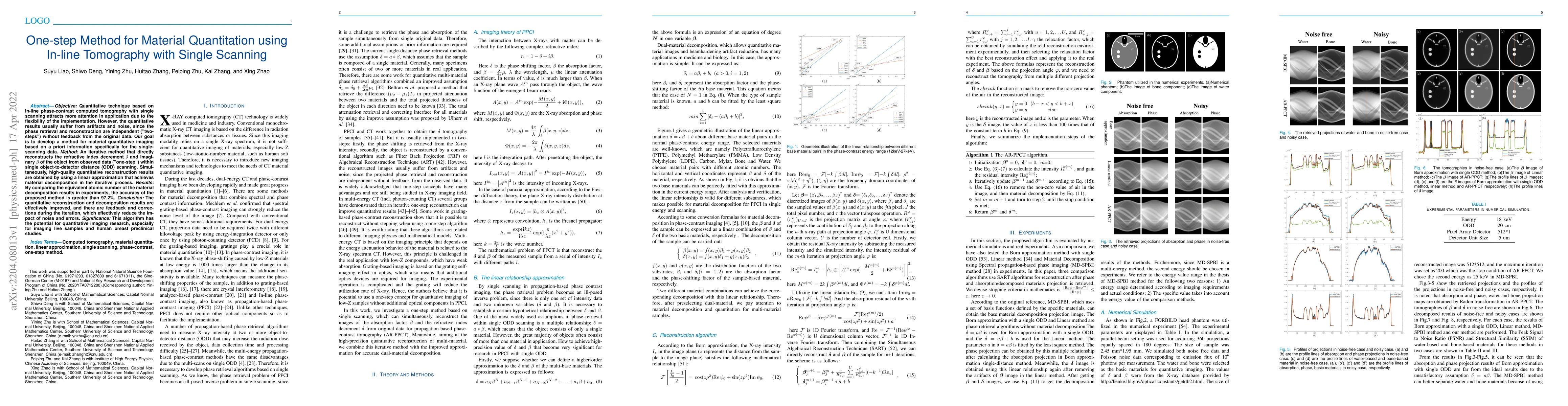 Thumbnail for One-step Method for Material Quantitation using In-line Tomography with
  Single Scanning