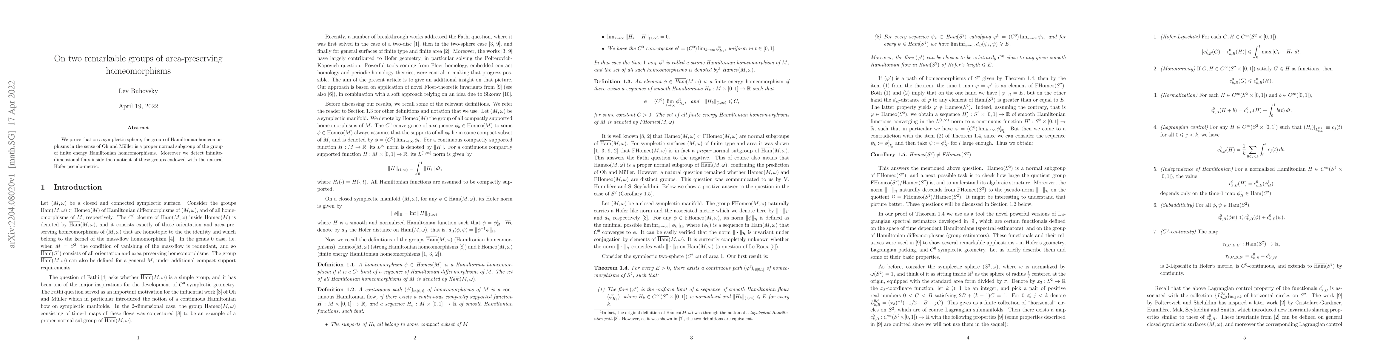 Thumbnail for On two remarkable groups of area-preserving homeomorphisms