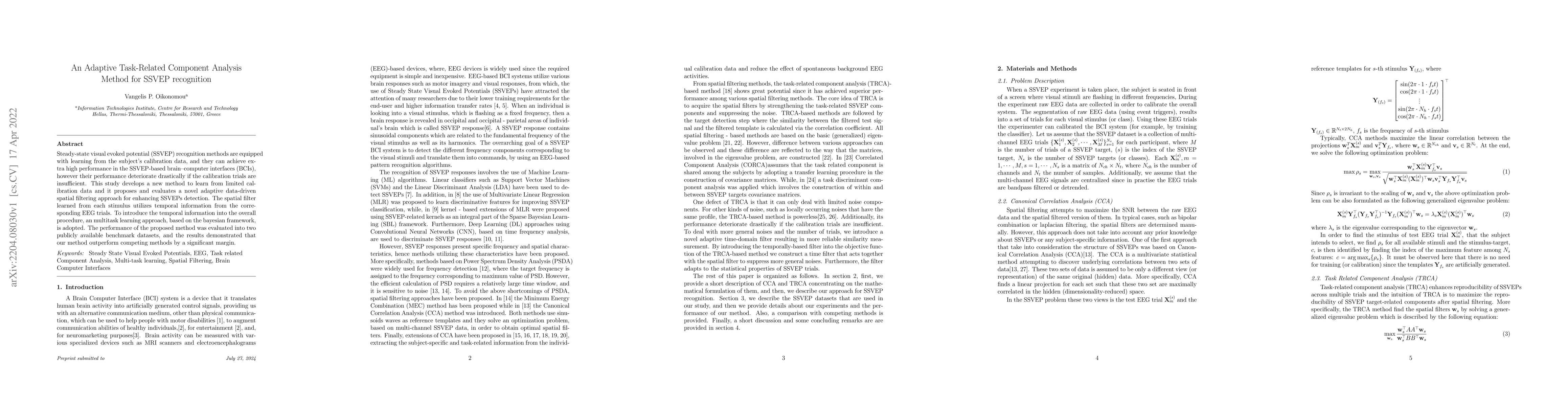 Thumbnail for An Adaptive Task-Related Component Analysis Method for SSVEP recognition