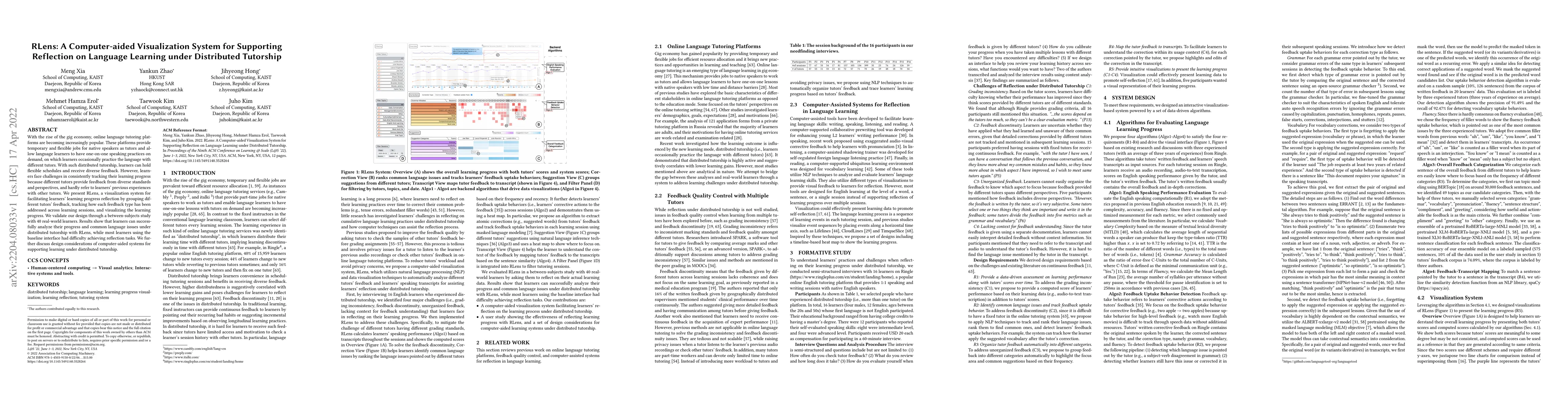 Thumbnail for RLens: A Computer-aided Visualization System for Supporting Reflection
  on Language Learning under Distributed Tutorship